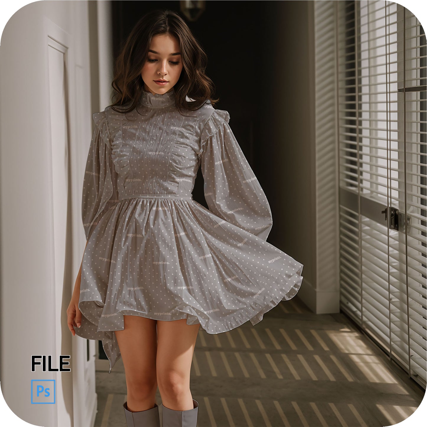 Women's Puff Sleeve A-Line Dress