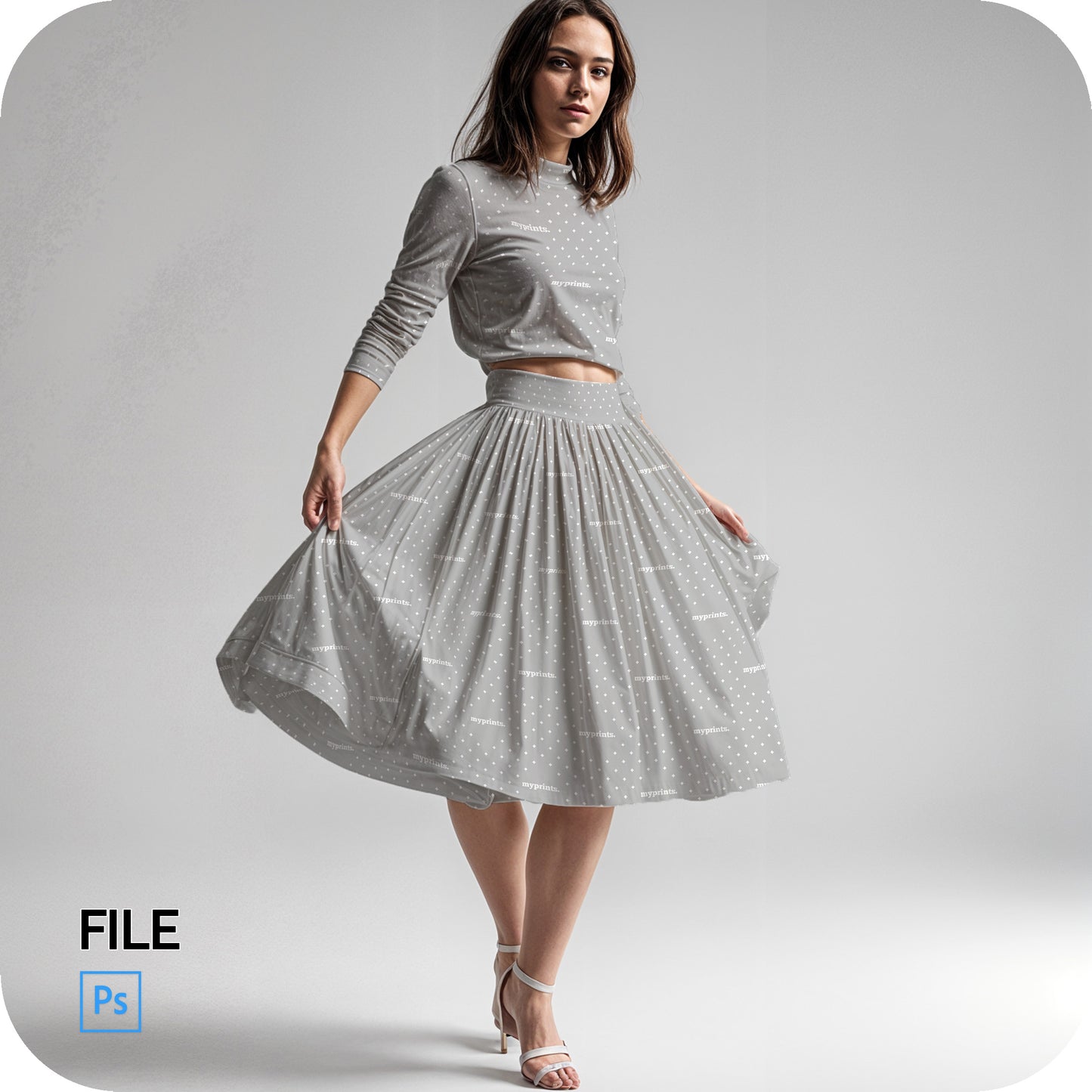 Women's Top and Midi Skirt Mock Up