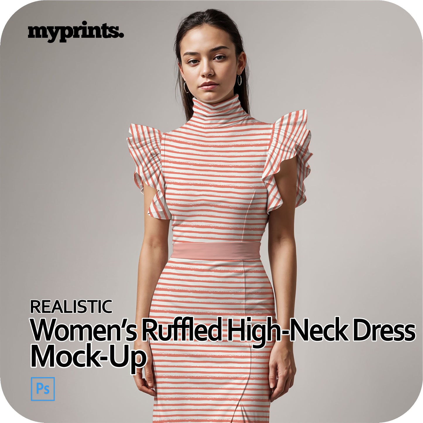 Women's Ruffle High Neck Dress