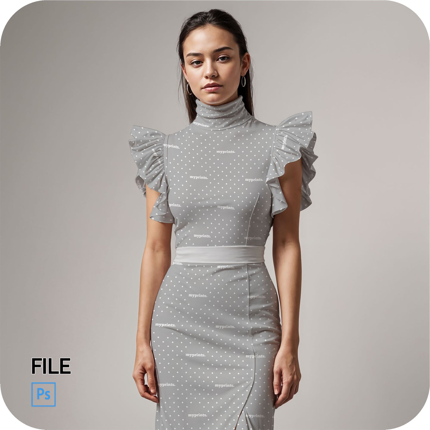 Women's Ruffle High Neck Dress