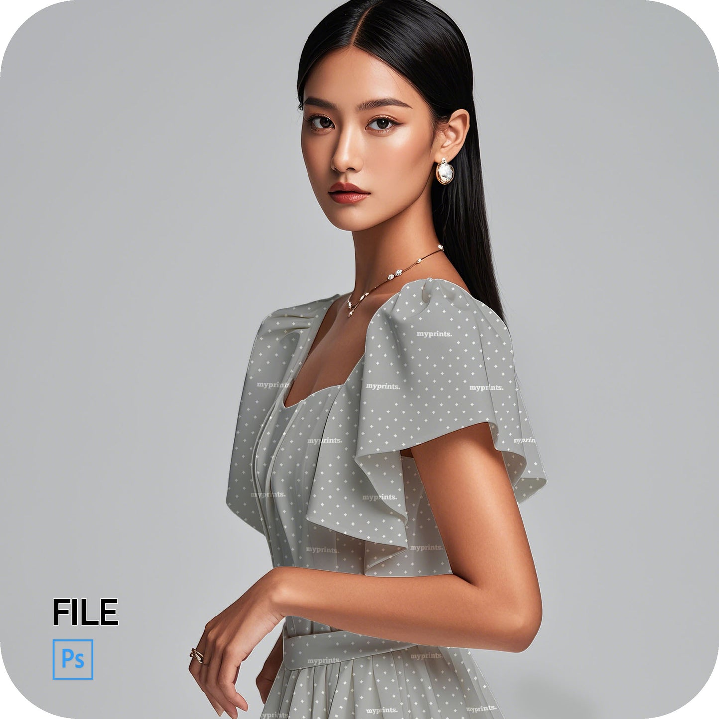 Women's Ruffle Sleeve Dress Mock up